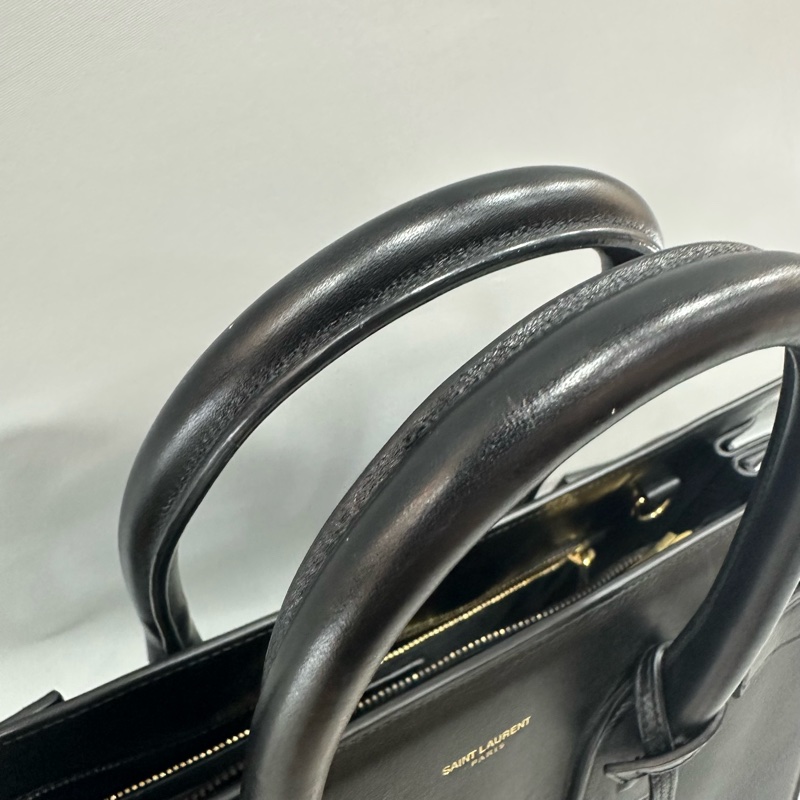 YSL 355153 黑牛皮金釦兩用包 永恆包-34