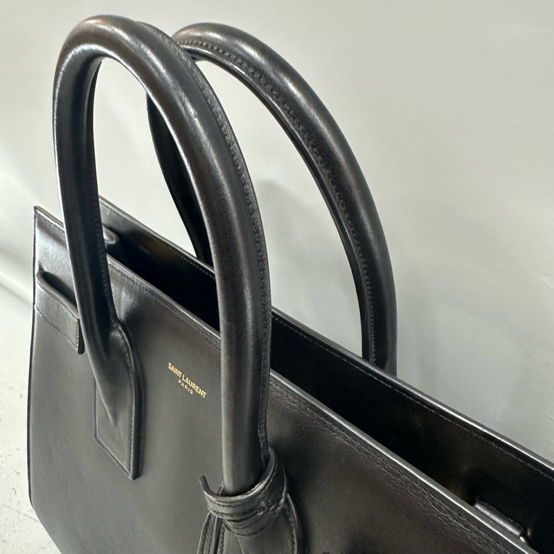 YSL 355153 黑牛皮金釦兩用包 永恆包-35