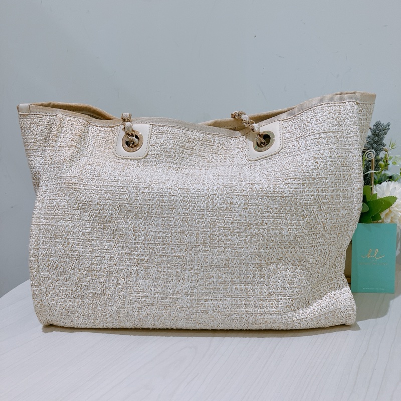 TK1837 CHANEL 香奈兒中號單肩購物鍊帶包包MEDIUM DEAUVILLE TOTE BAG RATTAN-1