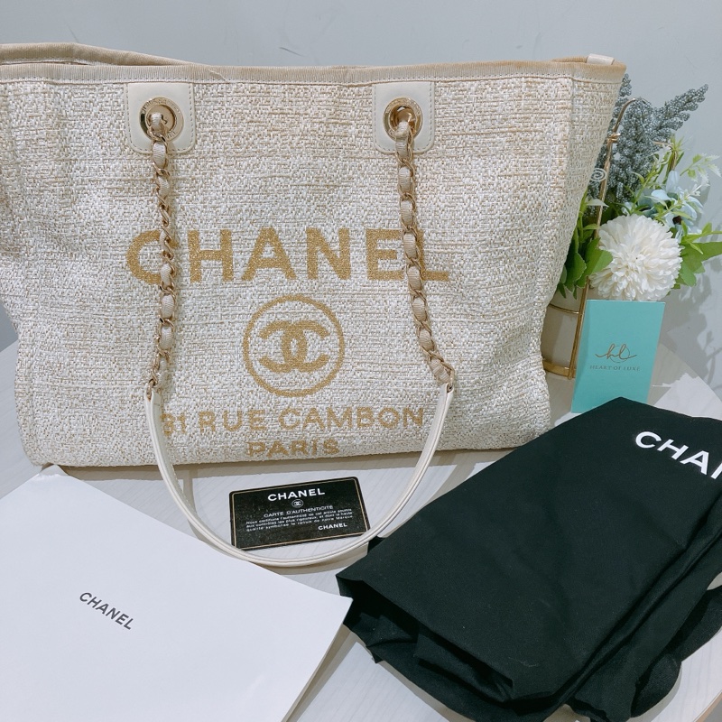 TK1837 CHANEL 香奈兒中號單肩購物鍊帶包包MEDIUM DEAUVILLE TOTE BAG RATTAN-10