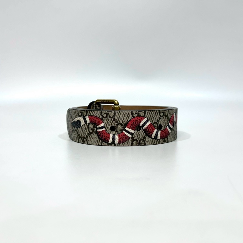 GUCCI原花蛇圖金釦100公分皮帶434520-5
