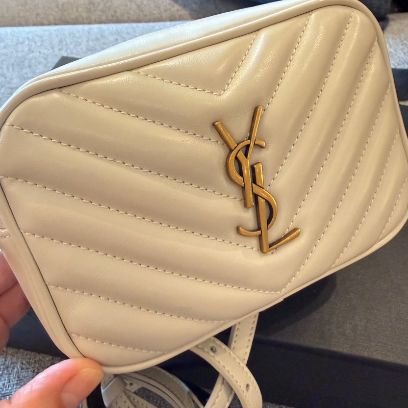 YSL 牛皮皮特金釦流蘇腰包 奶白色 專櫃正品-0