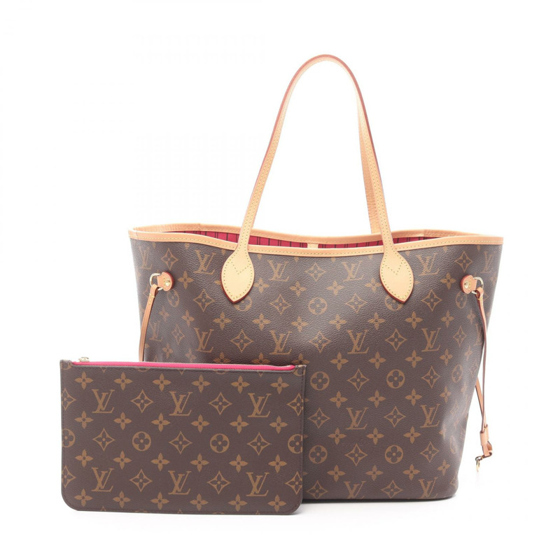LOUIS VUITTON Neverfull MM 手提包 M40996 Monogram 帆布皮革紫紅色二手-0