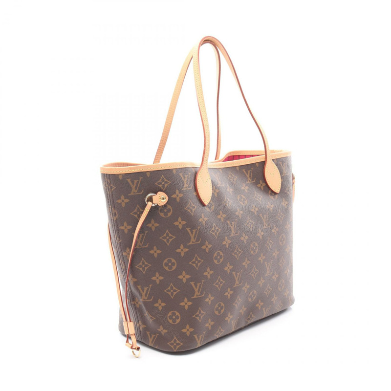 LOUIS VUITTON Neverfull MM 手提包 M40996 Monogram 帆布皮革紫紅色二手-1