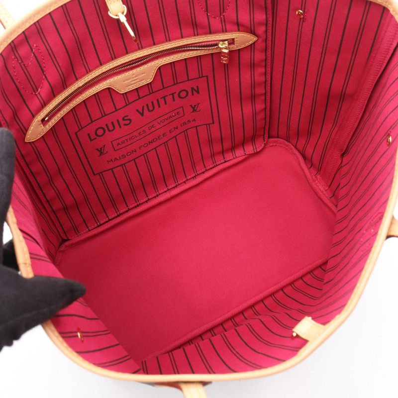 LOUIS VUITTON Neverfull MM 手提包 M40996 Monogram 帆布皮革紫紅色二手-2