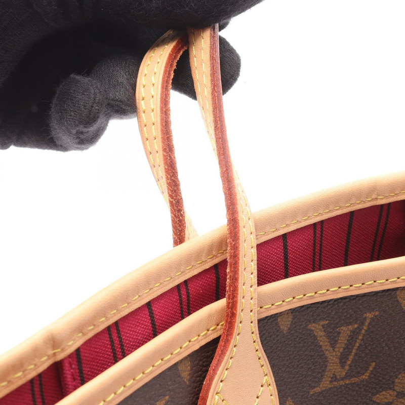LOUIS VUITTON Neverfull MM 手提包 M40996 Monogram 帆布皮革紫紅色二手-5