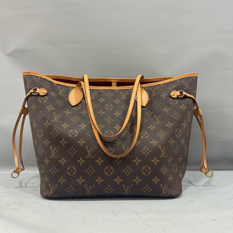 LV m46987 原花金釦neverfull 肩背包 MM-1