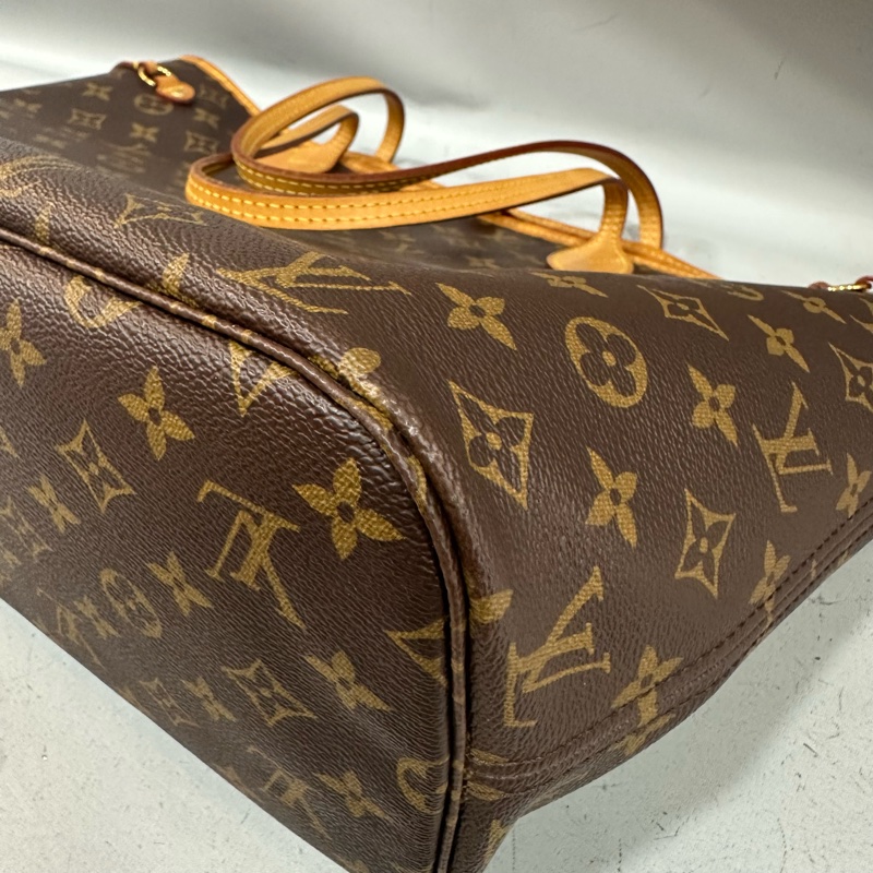 LV m46987 原花金釦neverfull 肩背包 MM-8