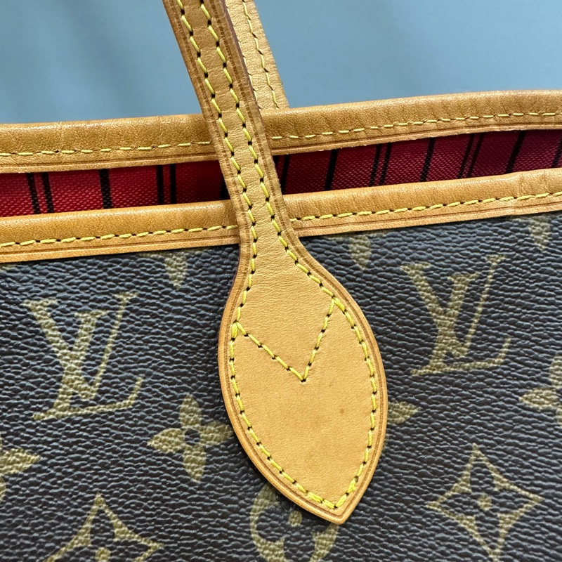 LV m46987 原花金釦neverfull 肩背包 MM-11