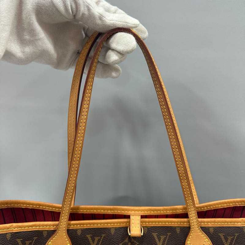 LV m46987 原花金釦neverfull 肩背包 MM-12