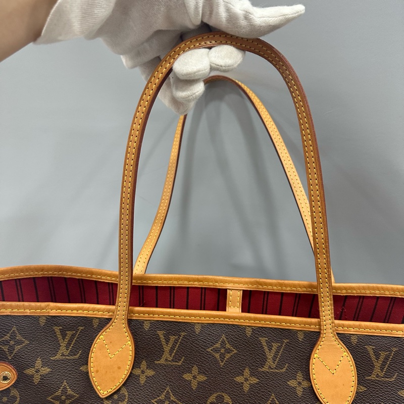 LV m46987 原花金釦neverfull 肩背包 MM-14