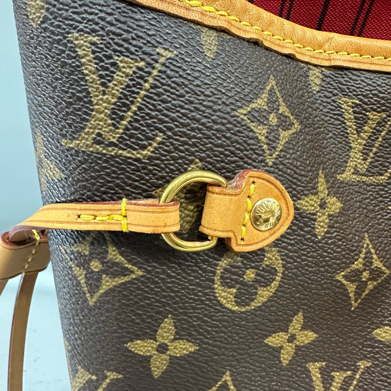 LV m46987 原花金釦neverfull 肩背包 MM-15
