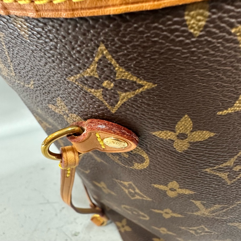 LV m46987 原花金釦neverfull 肩背包 MM-31