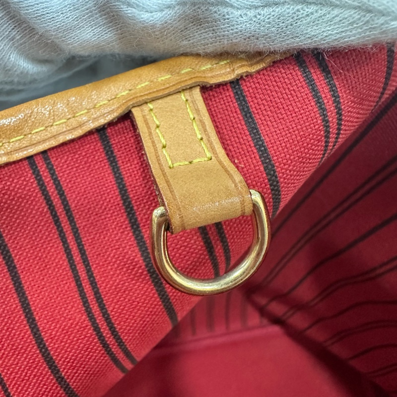 LV m46987 原花金釦neverfull 肩背包 MM-40