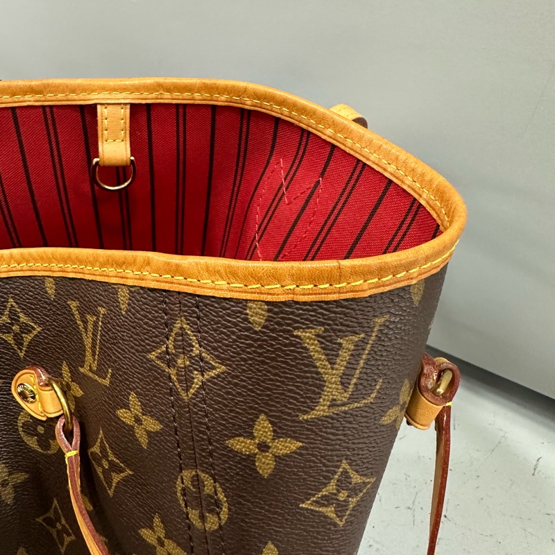 LV m46987 原花金釦neverfull 肩背包 MM-44