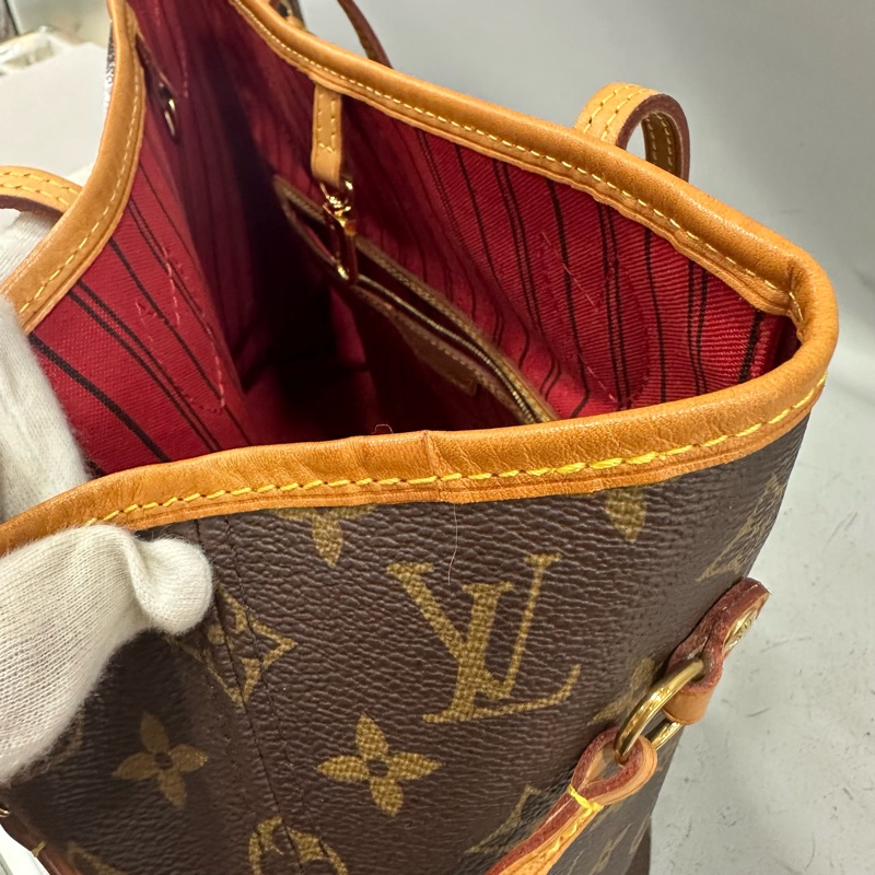 LV m46987 原花金釦neverfull 肩背包 MM-49