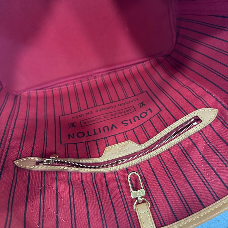 LV m46987 原花金釦neverfull 肩背包 MM-56