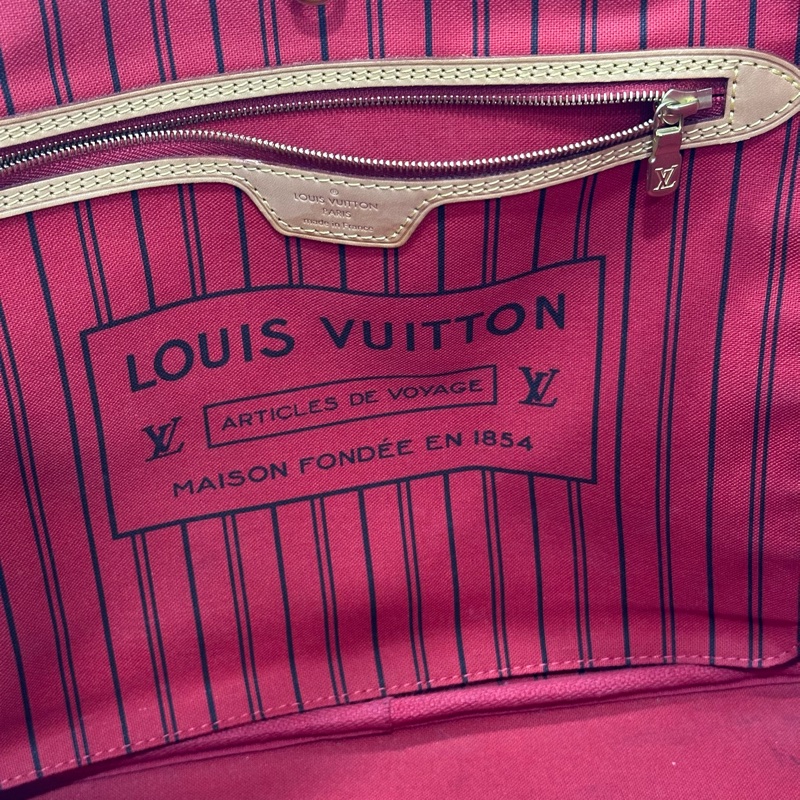 LV m46987 原花金釦neverfull 肩背包 MM-69