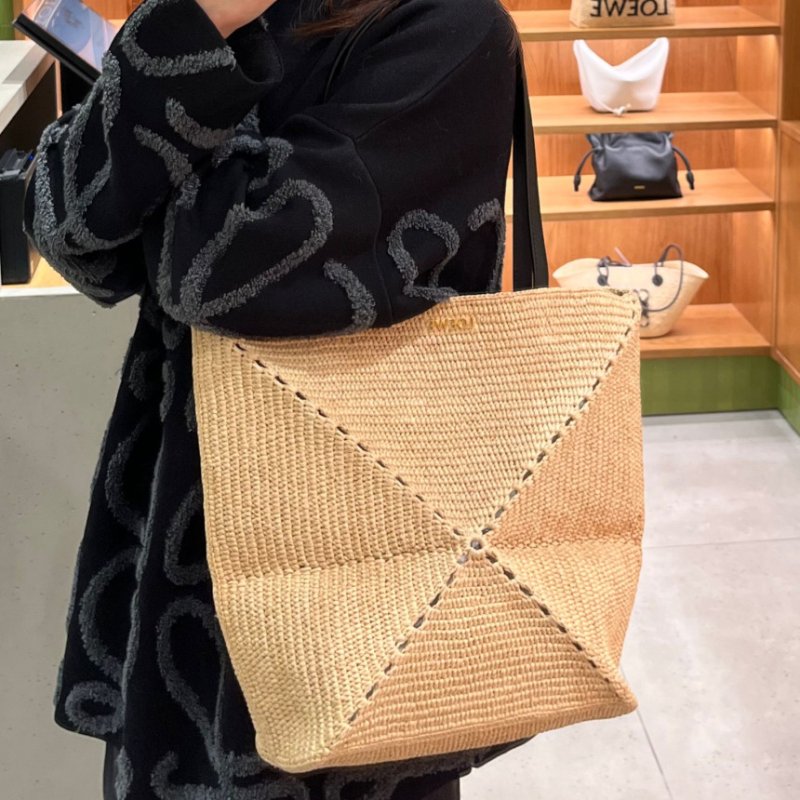 🎉新品好折扣✨Loewe 中型酒椰纖維 Puzzle Fold 托特包 自然色-7