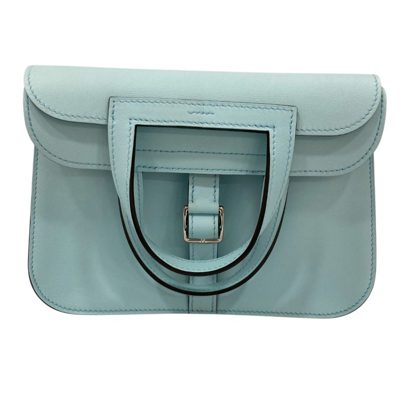 HERMES 愛馬仕 MINI HALZAN 22 SWIFT 手提肩背斜背包 水藍色-0