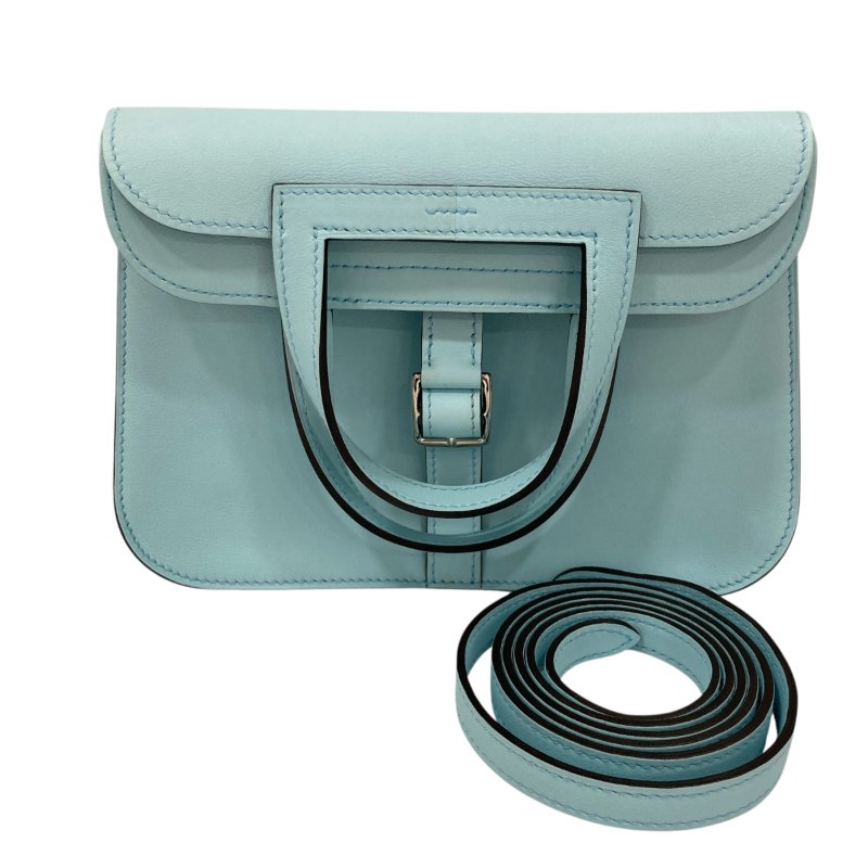 HERMES 愛馬仕 MINI HALZAN 22 SWIFT 手提肩背斜背包 水藍色-20
