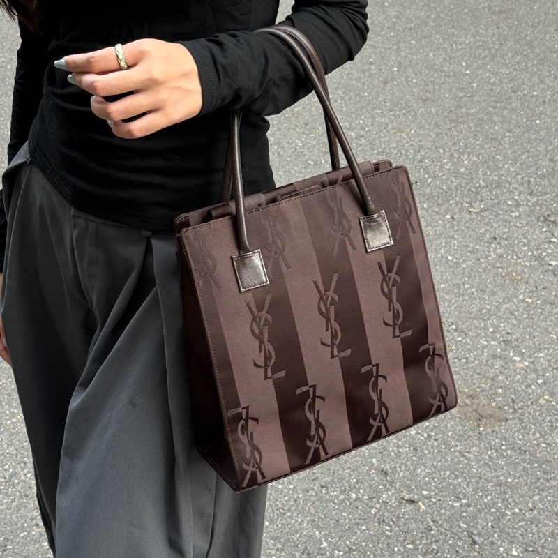 (極新🆕) YSL 黑老花 經典字體 手提+肩背包 專櫃73000!-0