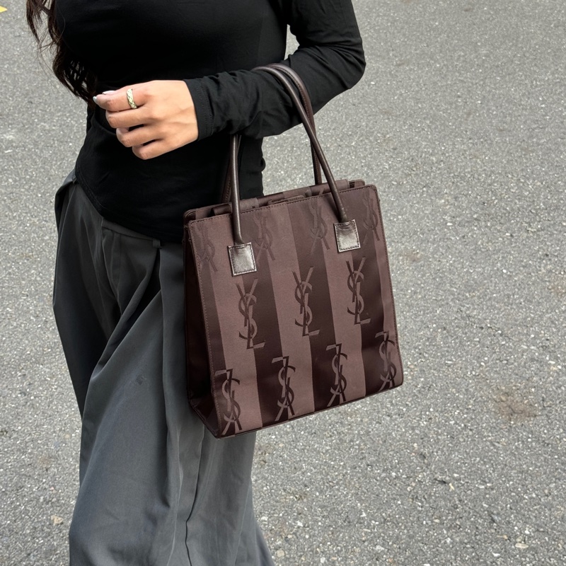 (極新🆕) YSL 黑老花 經典字體 手提+肩背包 專櫃73000!-1