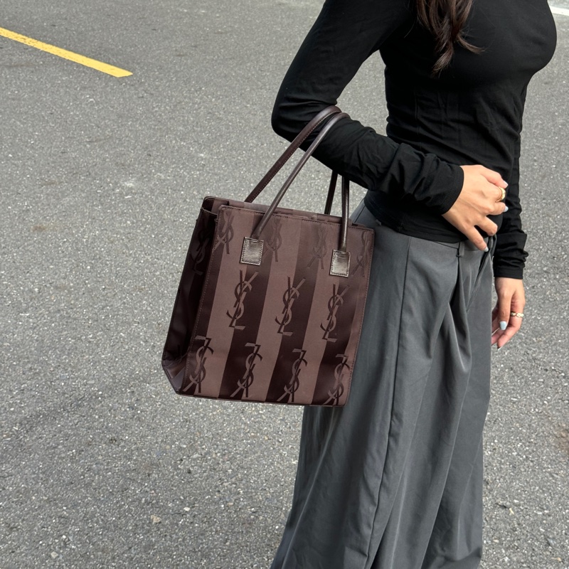 (極新🆕) YSL 黑老花 經典字體 手提+肩背包 專櫃73000!-7