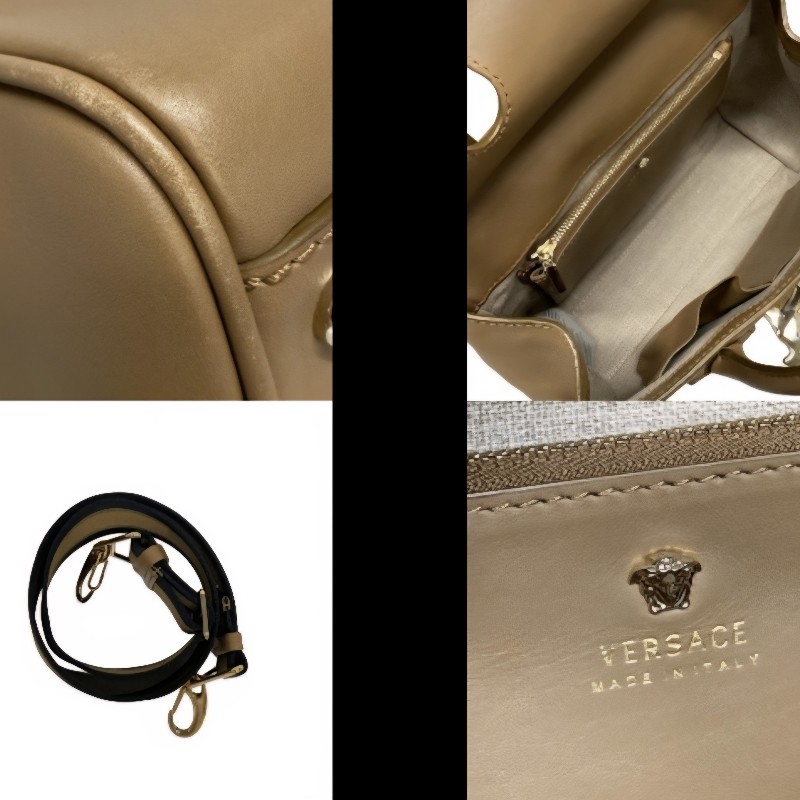 VERSACE 凡賽斯 Palazzo Empire 小號駝色經典梅杜莎LOGO 2 way側背 手提包-9