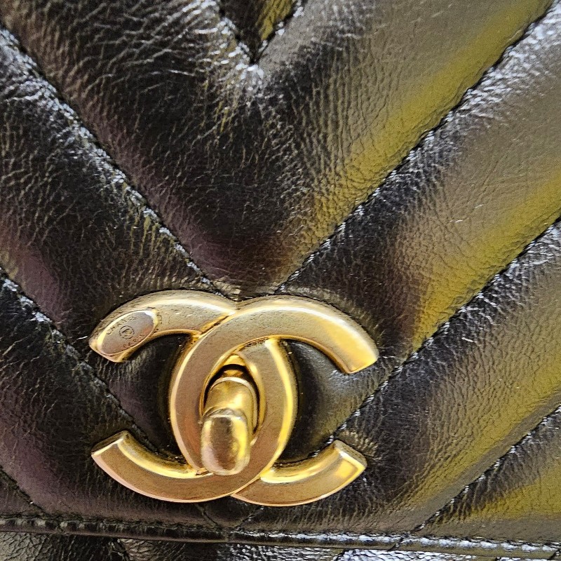 Chanel Coco handle 28黑金/鞣質牛皮/蜥蜴手柄-26