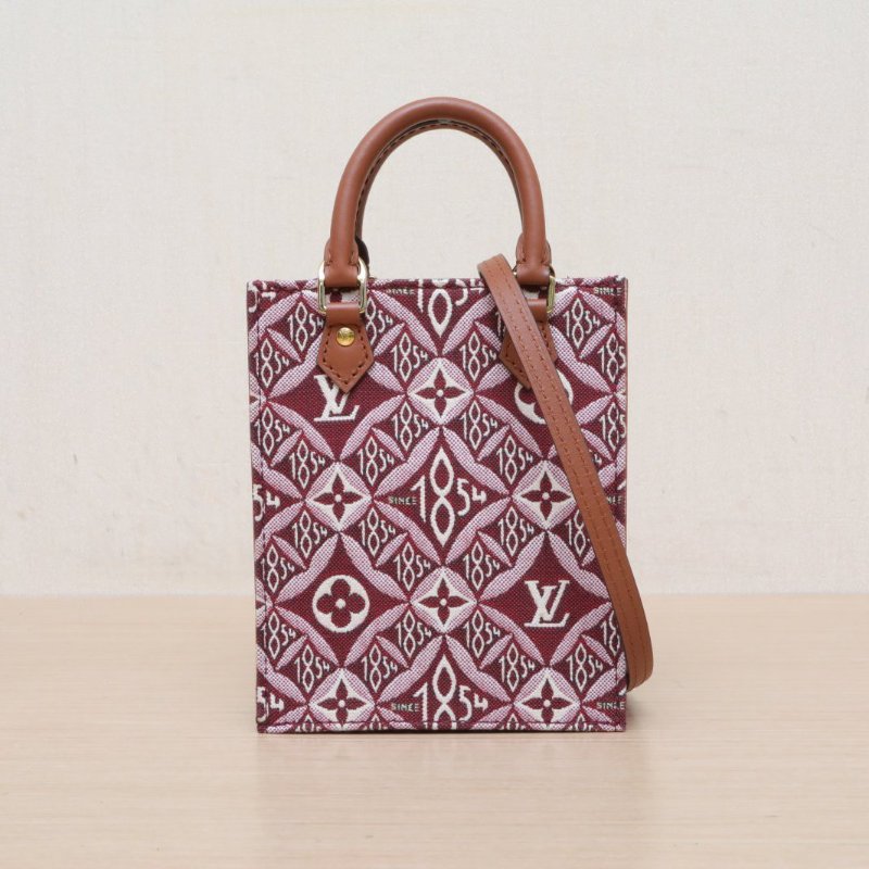 LOUIS VUITTON 紅色帆布金扣2020PETITSACPLAT琴譜包141854印花肩背包-1