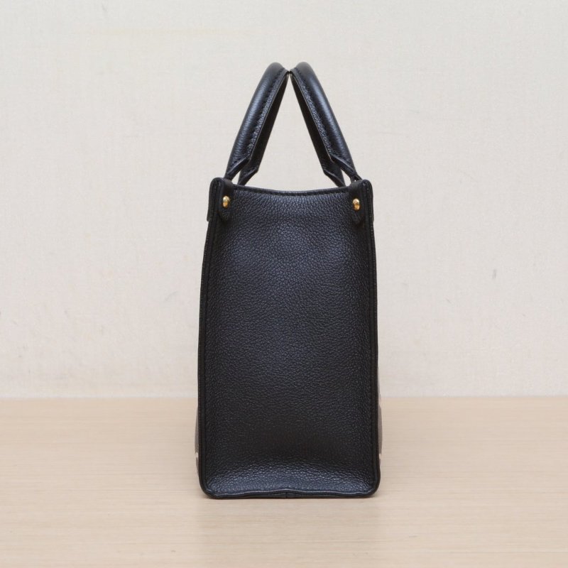 LOUIS VUITTON Onthego小號25黑白牛皮金扣晶片老花壓紋肩背包-4