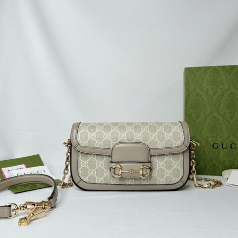 GUCCI Horsebit 1955燕麥色法棍包