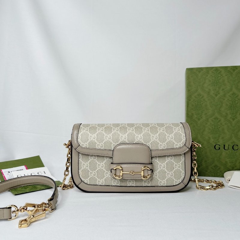 GUCCI Horsebit 1955燕麥色法棍包-0