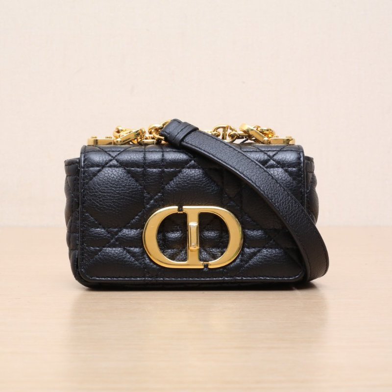 DIOR Caro超迷你13黑色牛皮金扣2021肩背包-1