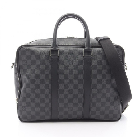 Louis Vuitton Ikar NM 公事包，塗層帆布和皮革，Damier Graphite 飾面，男士，黑色，N40007