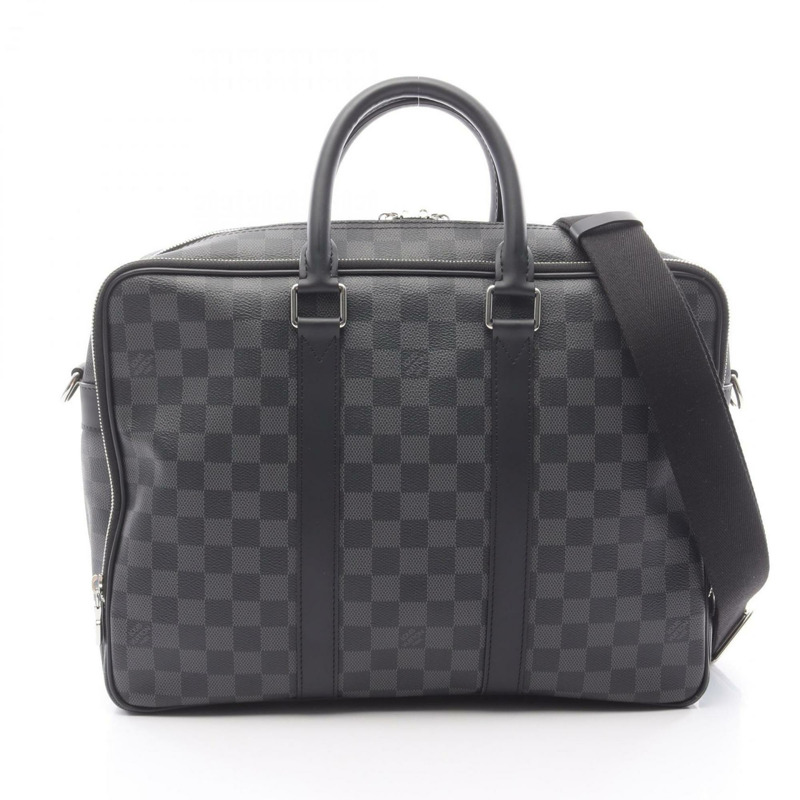 Louis Vuitton Ikar NM 公事包，塗層帆布和皮革，Damier Graphite 飾面，男士，黑色，N40007-0