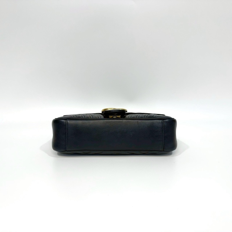 GUCCI黑金牛皮馬夢26下蓋鏈包443497-3