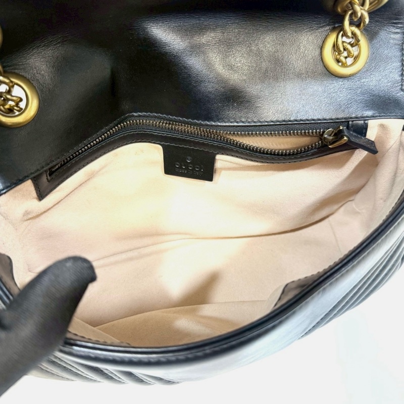 GUCCI黑金牛皮馬夢26下蓋鏈包443497-5