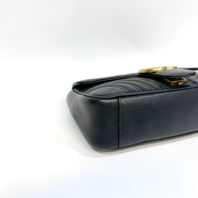 GUCCI黑金牛皮馬夢26下蓋鏈包443497-8