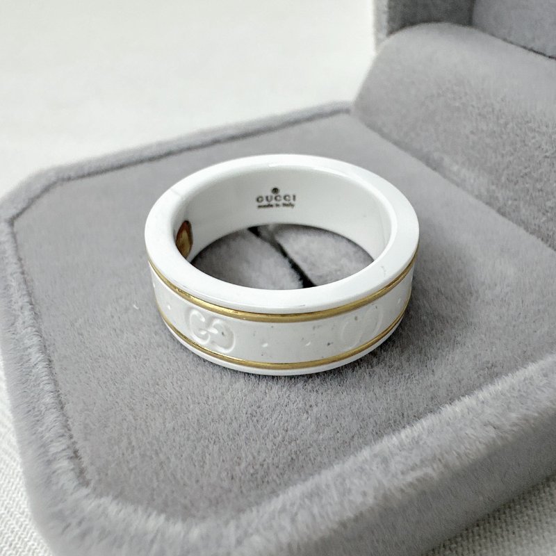 GUCCI Icon 18K黃金白鋯石戒指-2