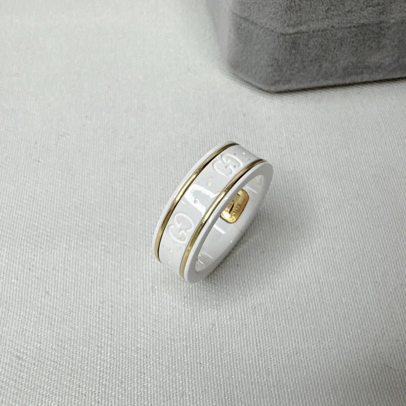 GUCCI Icon 18K黃金白鋯石戒指-3