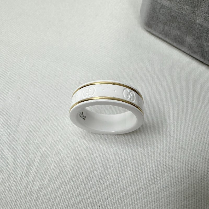 GUCCI Icon 18K黃金白鋯石戒指-4