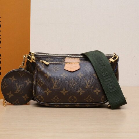 LOUIS VUITTON MultiPochetteAccessoires五合一綠肩帶老花PVC2019肩背包