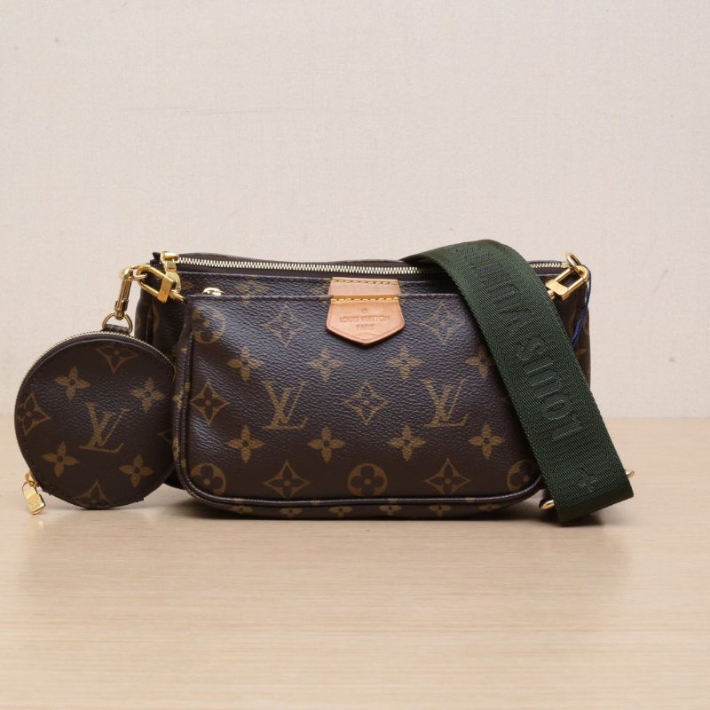 LOUIS VUITTON MultiPochetteAccessoires五合一綠肩帶老花PVC2019肩背包-3