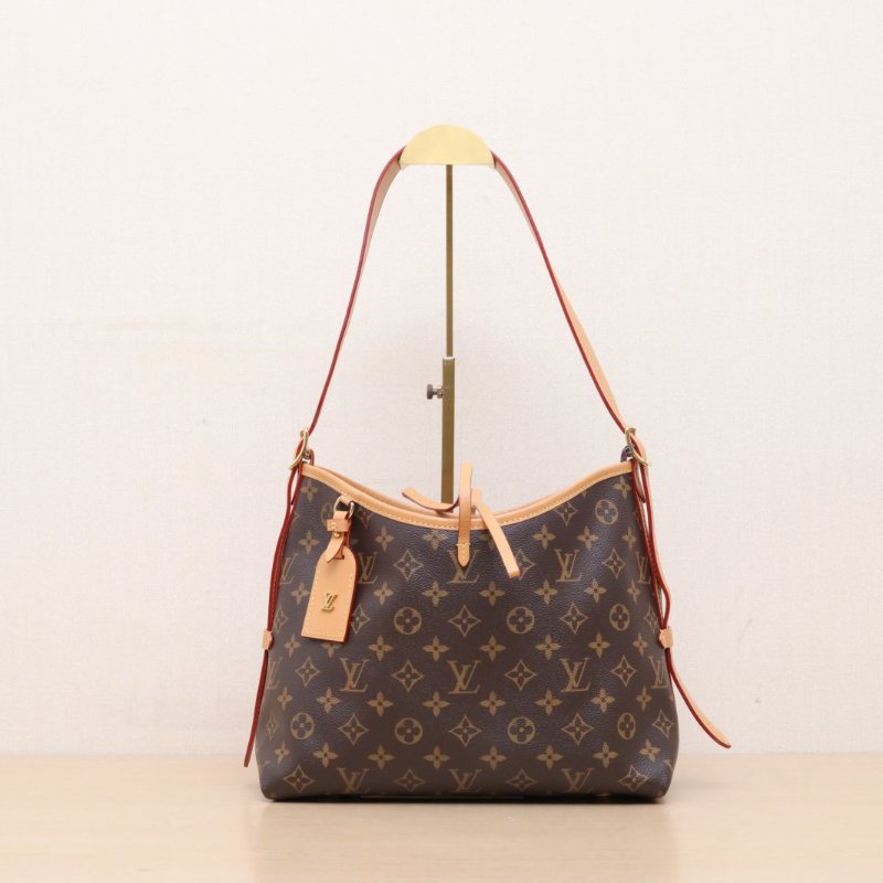LOUIS VUITTON CARRYALL小號29配子袋老花PVC金扣晶片肩背包-1