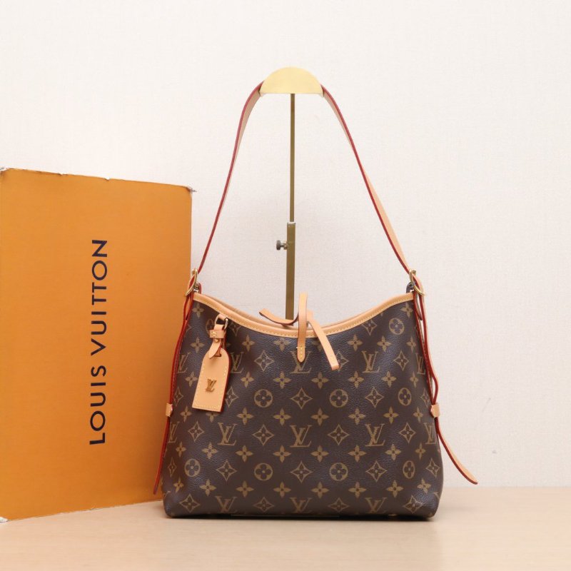 LOUIS VUITTON CARRYALL小號29配子袋老花PVC金扣晶片肩背包-2