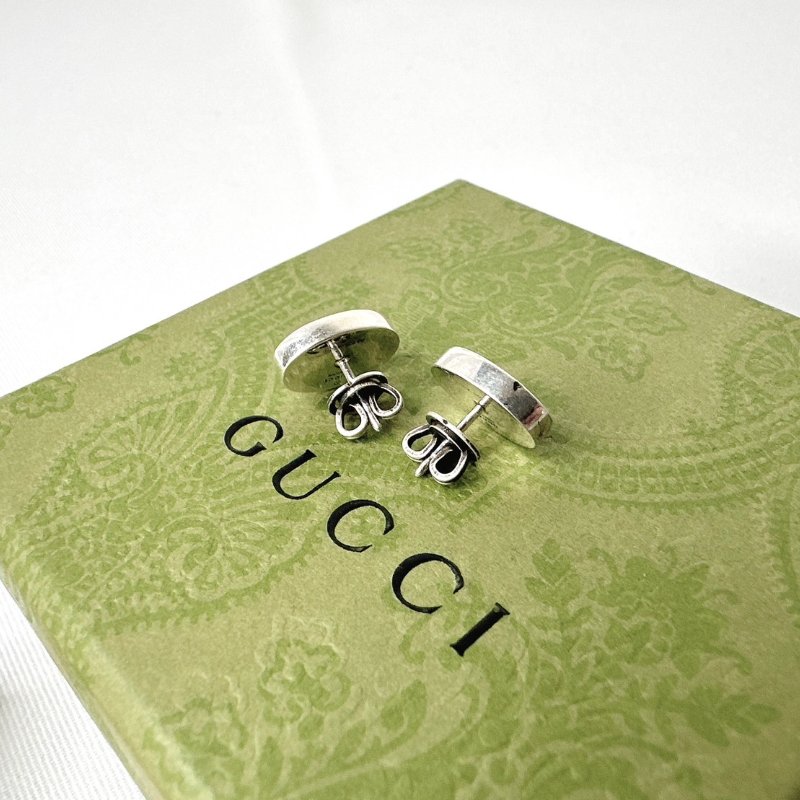 GUCCI INTERLOCKING G琺瑯純銀耳環-3