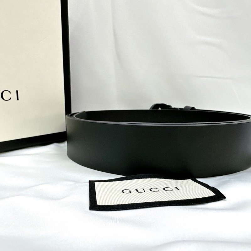 GUCCI INTERLOCKING G搭扣皮革皮帶-1