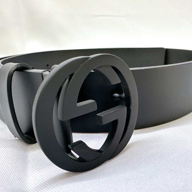 GUCCI INTERLOCKING G搭扣皮革皮帶-6